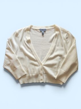 ModCloth 1X Cream Cropped Cardigan NWT Cottagecore Button Front Sweater